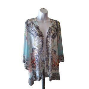 Soft Surroundings Kimono Cardigan XS Paisley Sheer Multicolor Lightweight Boho